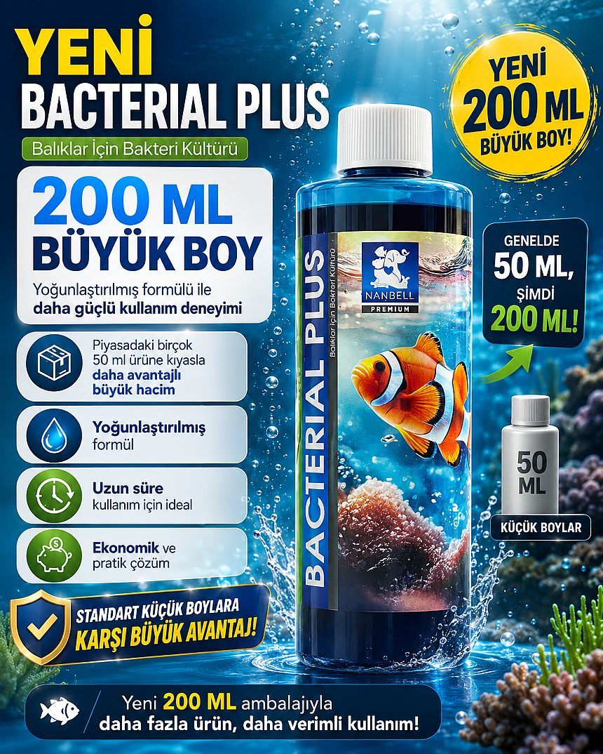 Bacterial Plus 200 ml Yoğun Formül Akvaryum Bakteri Kültürü – Tatlı ve Tuzlu Su Balıkları İçin - 2