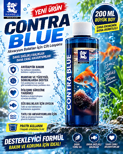Contra Blue Yeni Formül Metilen Mavisi Akvaryum Balıkları İçin Cilt Losyonu 200 ml
