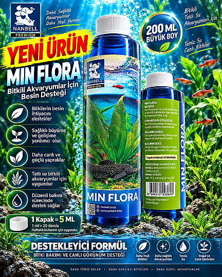 Min Flora 200 ML Bitkili Akvaryum Bitki Besini Bitki Bakım ve Gelişim Desteği Tatlı Su Akvaryumu