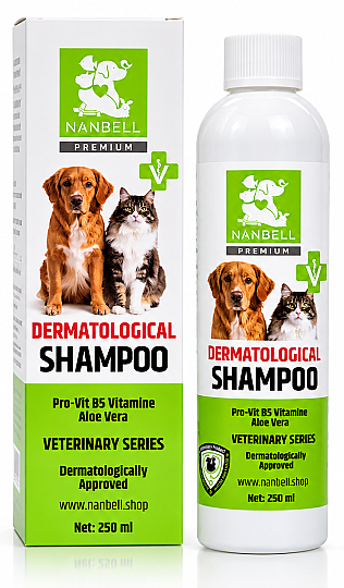 Premium Dermatolojik Kedi ve Köpek Şampuanı 250 ml – Aloe Vera ve Pro-Vit B5 Deri & Tüy Bakım Şampuanı